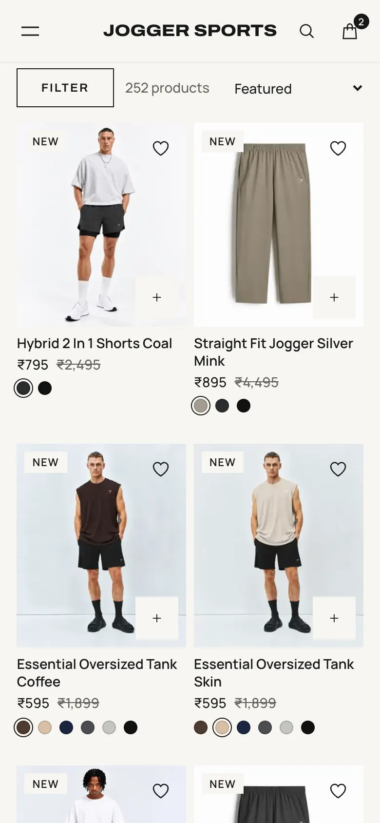 Mobile collection grid with two columns of products.